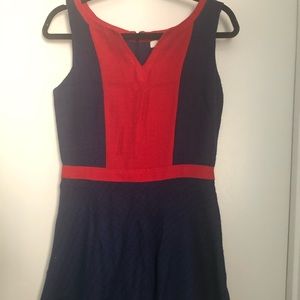Red & blue knit tank dress